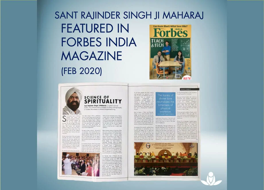 Sant Rajinder Singh Ji Maharaj and Science of Spirituality Featured in Forbes India